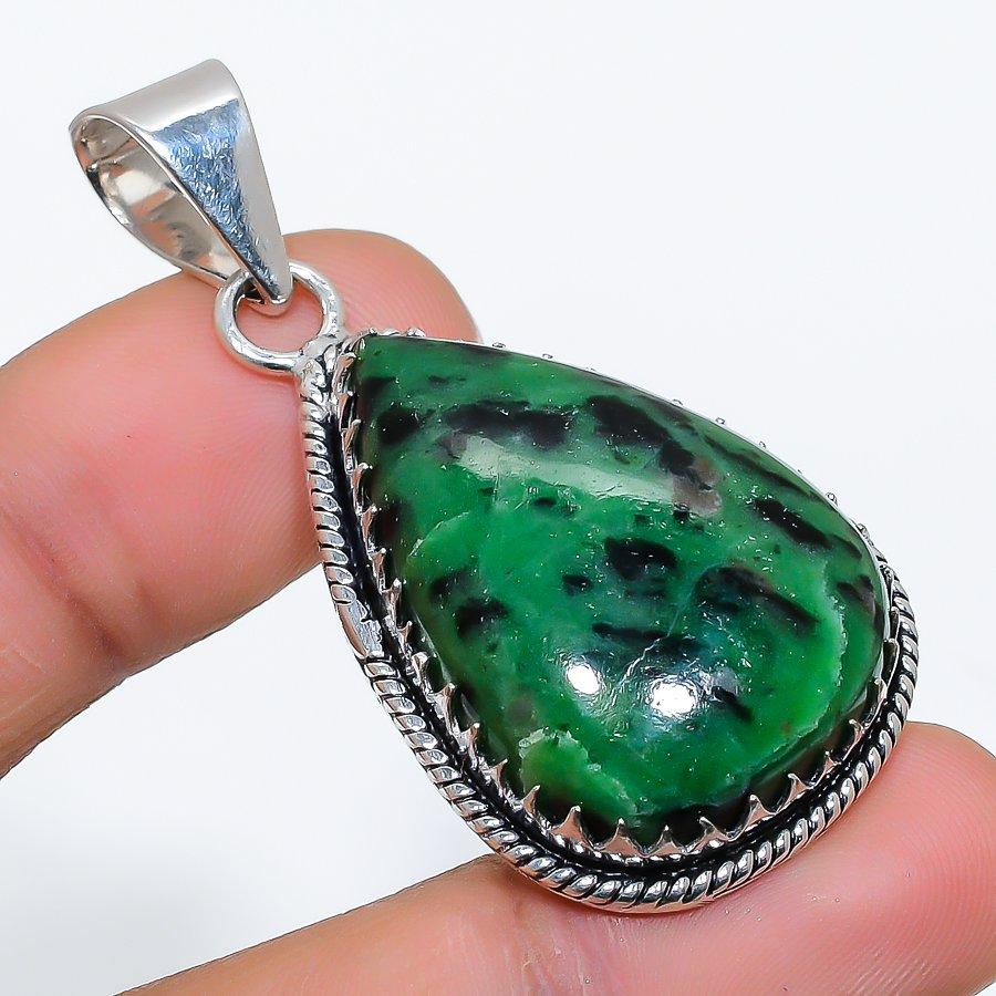 

Ruby Zosite Gemstone Handmade 925 Sterling Silver Jewelry Pendant 1.97 SU-9892