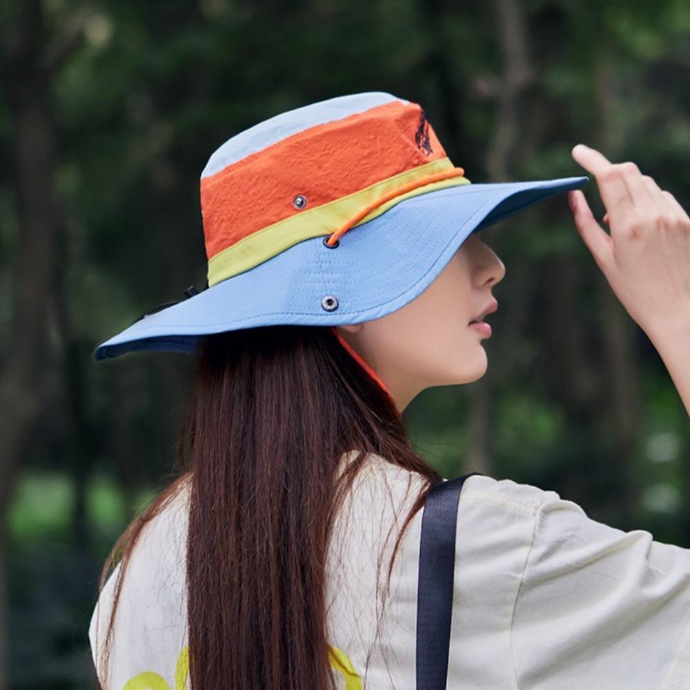 Color Matching Western Cowboy Hats Waterproof Panama Hat Climbing Denim Bucket Hat  Outdoor