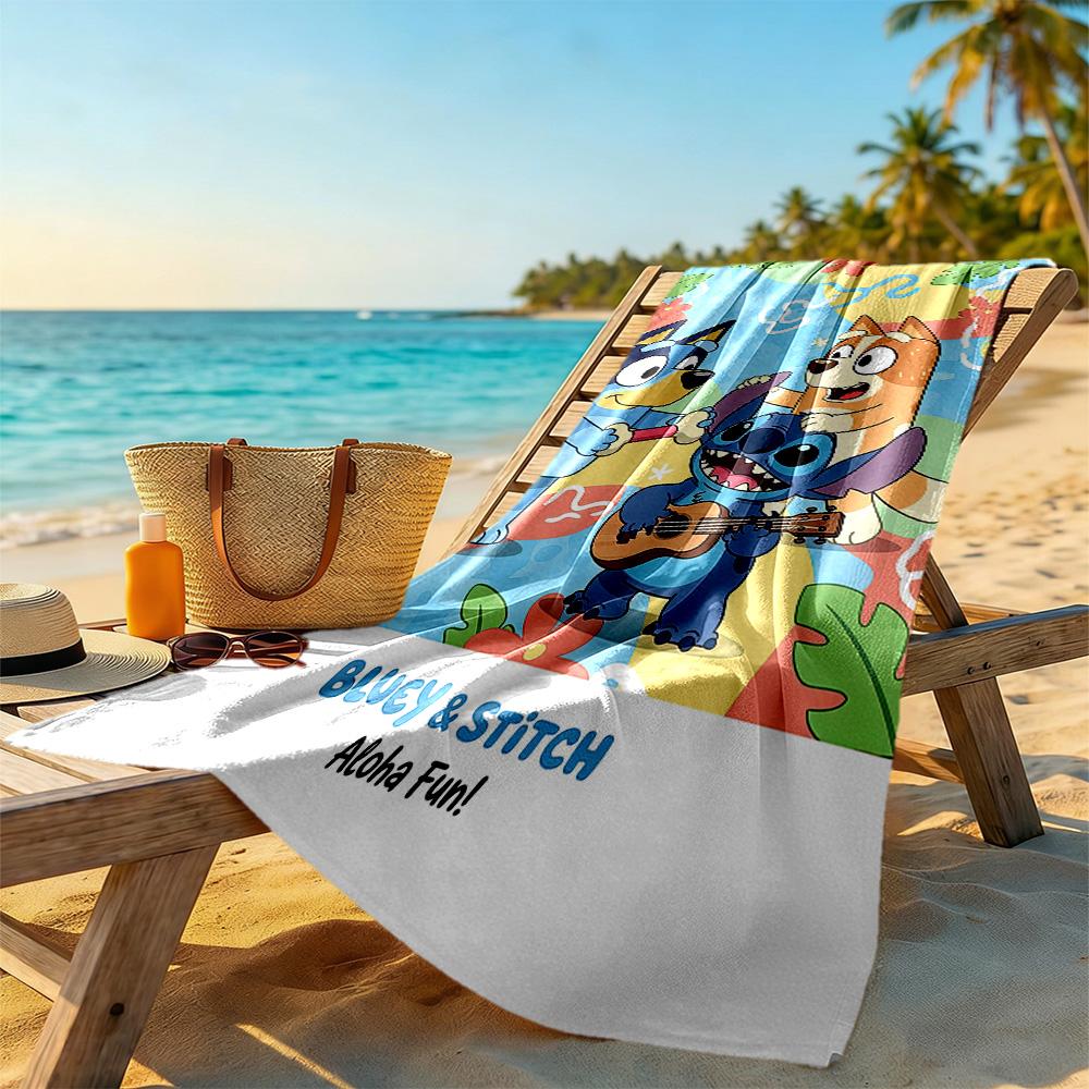 Bluey Beach Towel Super Soft Microfiber Quickdry Fabric Comfortable Lightweight Suitable for Swimming, Gym, Camping, Yoga Vacation