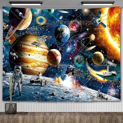 Galaxy Universe Planets Tapestry Solar System Wall Hanging Kids Bedroom Party Backdrops Aesthetic Room Decor 3D Wallpapers