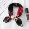 1111 New Spring and Summer Small Square Scarf Women's Fashion Versatile Trendy Brand Small Square Silk Scarf Printed Chain Scarf Decorative Scarf