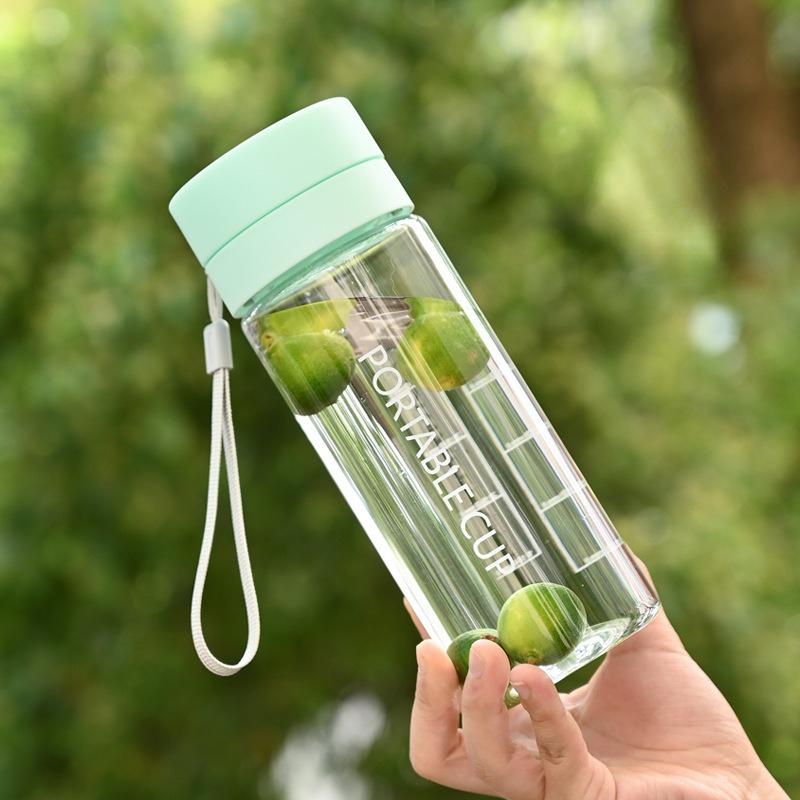 Sports Water Cup Outdoor Large Capacity Frosted Transparent Plastic Water Cup Portable Handheld Rope Cup Summer High Appearance Water Bottle