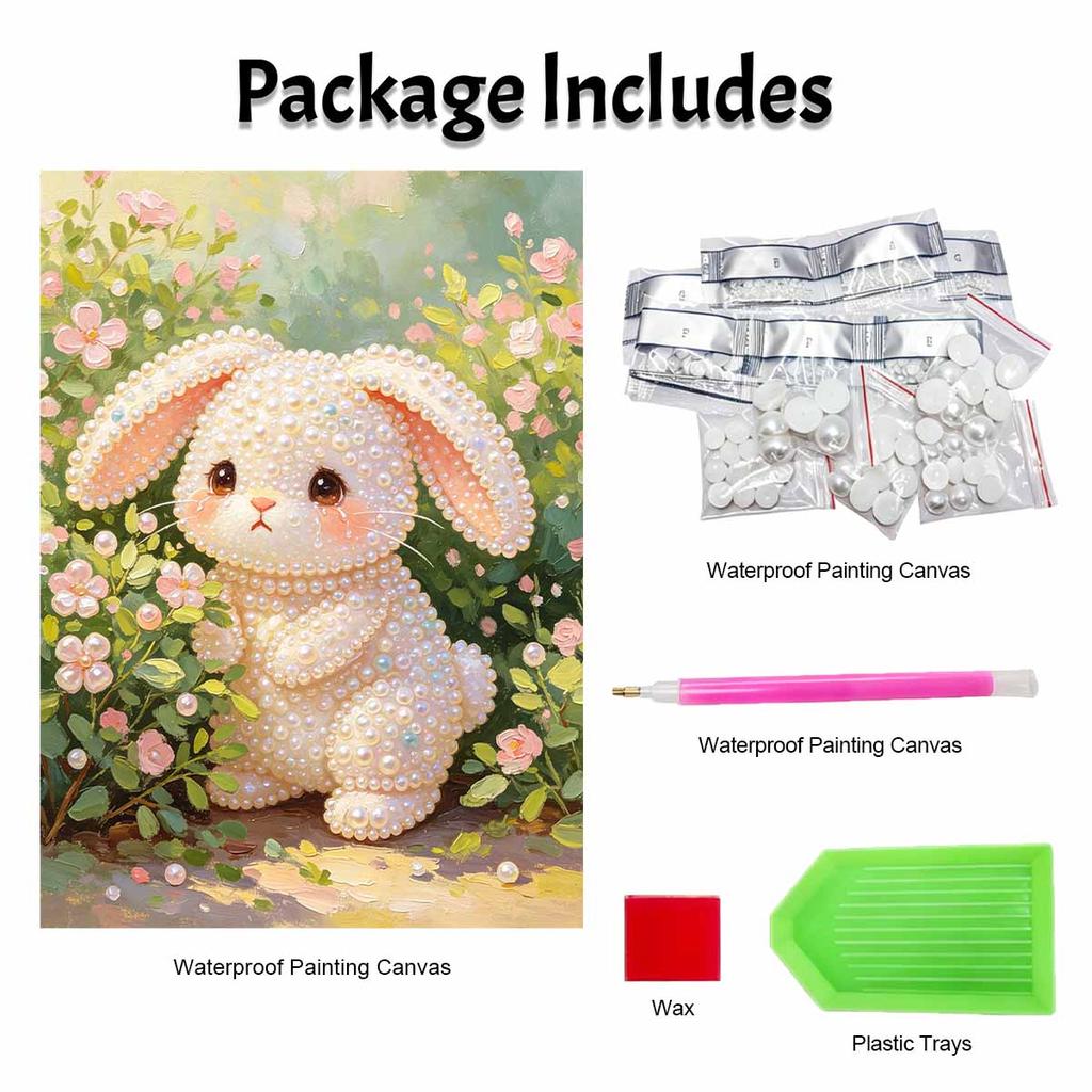 Pearl rabbit painting kit DIY handmade floral home decoration painting