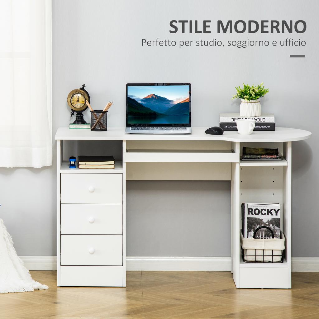 PC Desk For Office With Shelves Drawers And Headboard Shelf In Wood 125x60x74cm