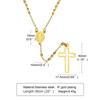 Damen Kreuz Rosenkranz Halskette, Maria mit Kreuz Anhänger, Schwarz Gold Farbe Edelstahl Christus Jesus Gebet Kirche Schmuck