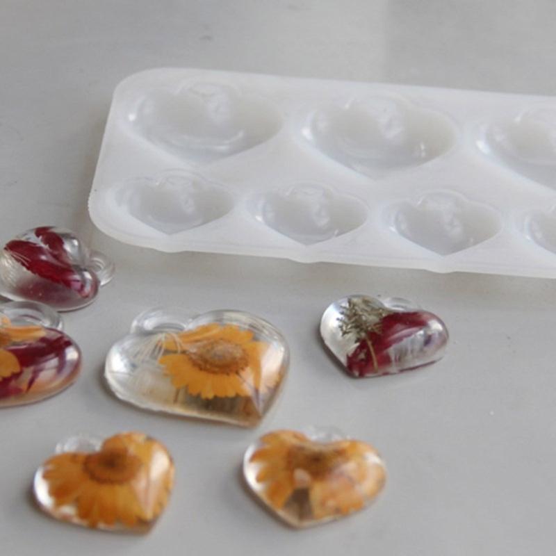 Valentinstag 3D Herz Anhänger Harzform Robuster Silikon Leicht zu lösen Tragbar für Schmuck Bastelbedarf