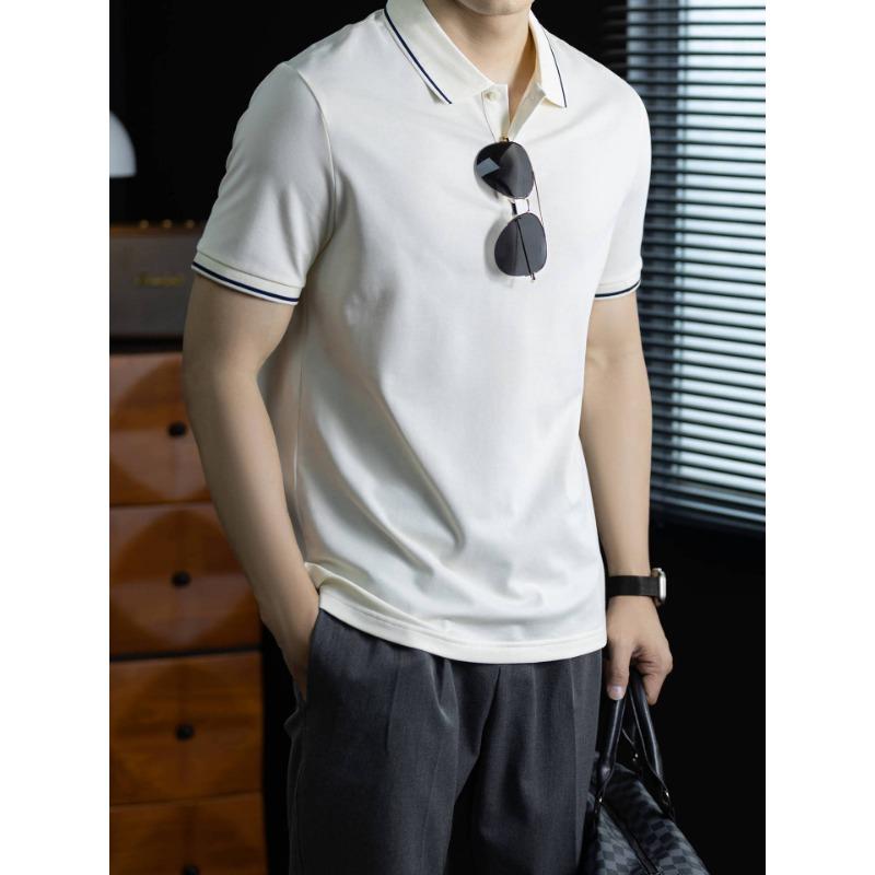 Men Cool Feeling Pique Cotton Short Sleeve Polo Shirt M белый