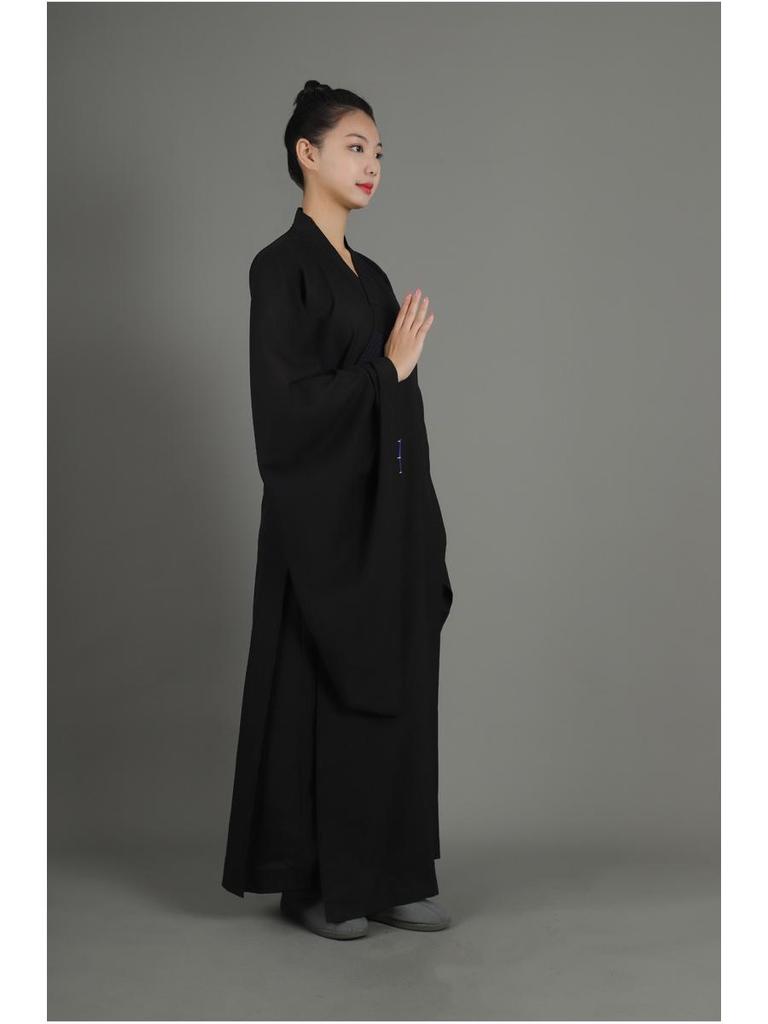 Haiqing Zen Monk Robe - Unisex, Linen, Coffee Color, All-Seasons Meditation Coat