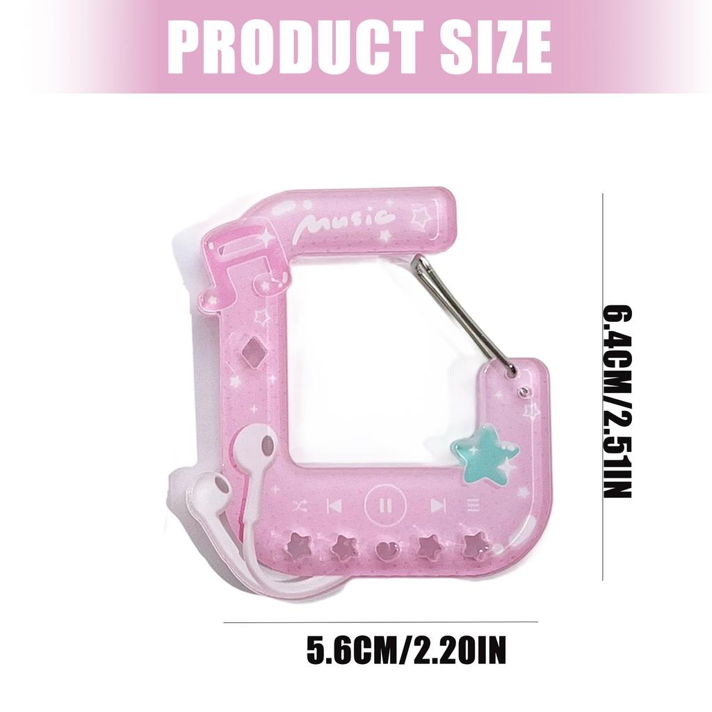 Cute Anime Music Player Keychain Hollow Carabiner Backpack Charm For Girls Aesthetic Acrylic Climbing Hook Accessory