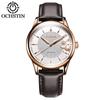 Ochstin Men's Automatic Steel Case Leather Watch - Waterproof with Calendar
