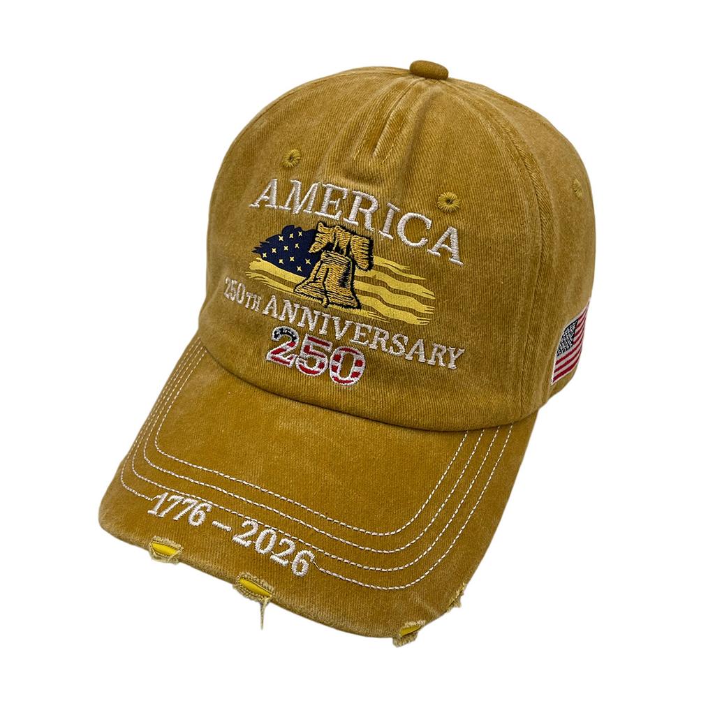 Baseball Cap Flag Embroidery 250Th Anniversary Of The Founding Of The United States Hat Washed Embroidery Sunshade Cap