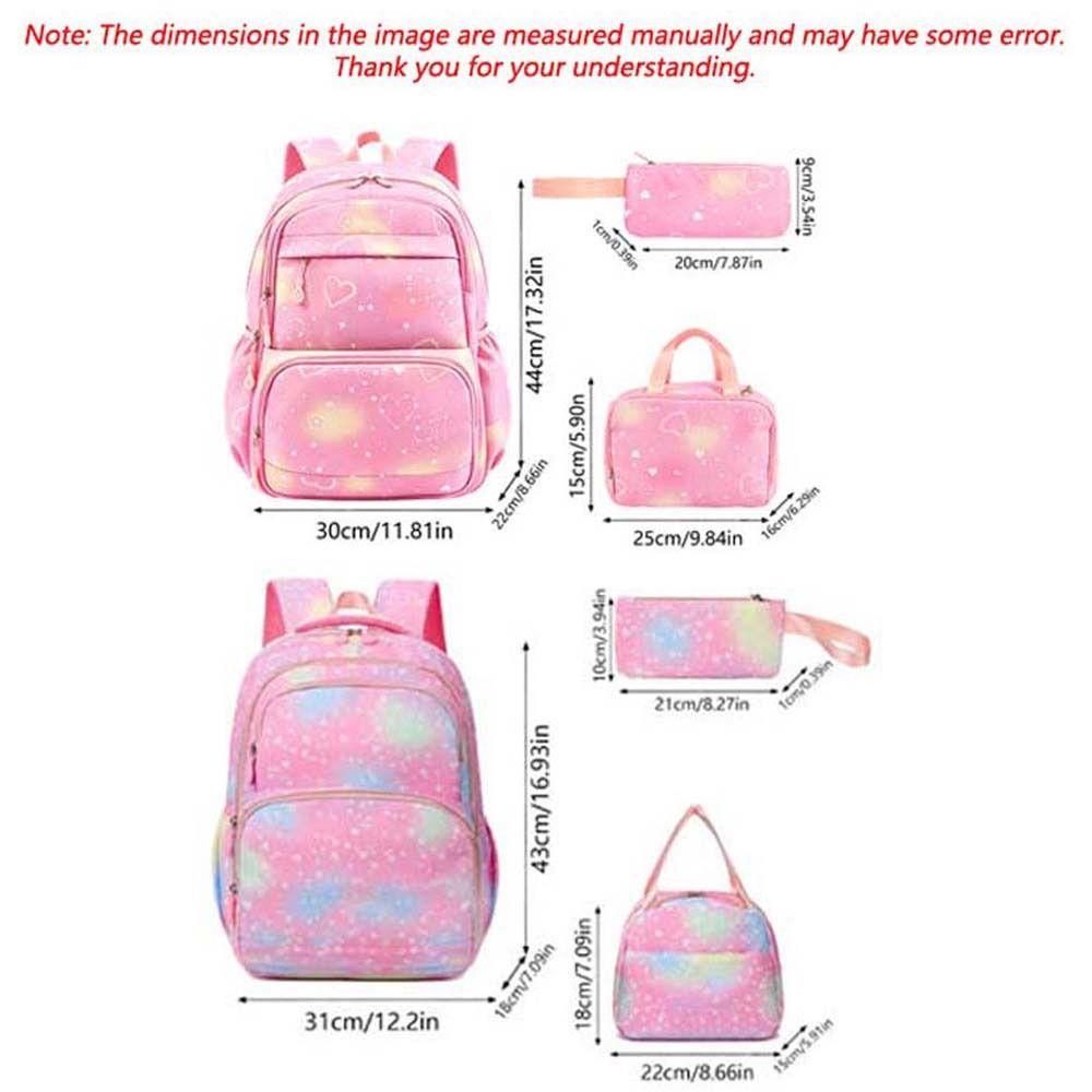 Casual Nylon Backpack Daypack Students School Bag Three-piece School Bag Set Junior High School