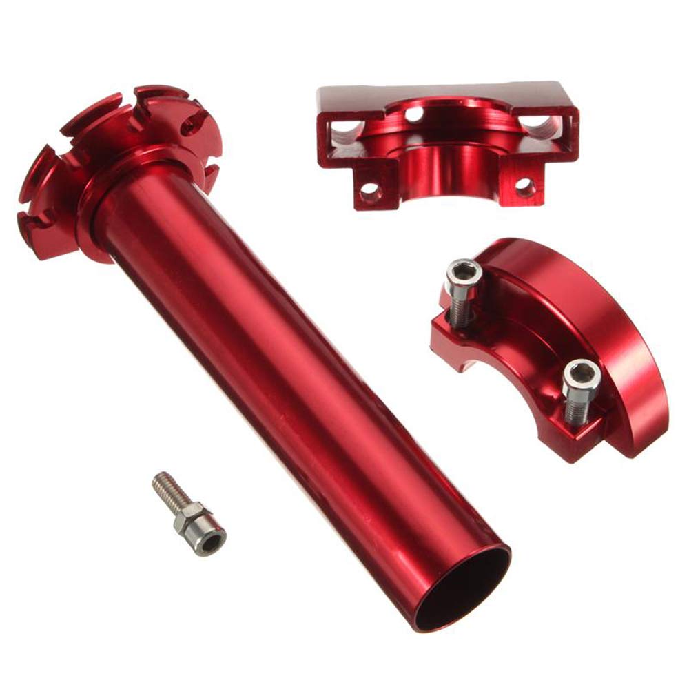 HANSWD Motorcycle CNC Aluminum 22mm Throttle Grip High Performance Twist Throttle Grip Cable Scooter Bike Pedal (Red)