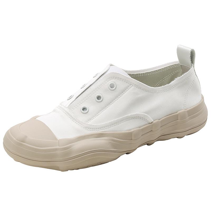Sheepskin version~ satin niche shoes spring and autumn 2025 casual canvas thick-soled dissolving Spanish little white shoes women