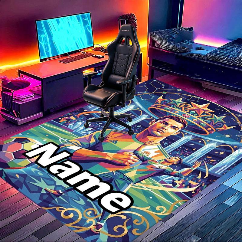 Custom Name Personalized Cristiano Ronaldo Print Carpet, Versatile Home Decor Rug, for Playroom, Apartment, Balcony, Entryway, Hallway Gift