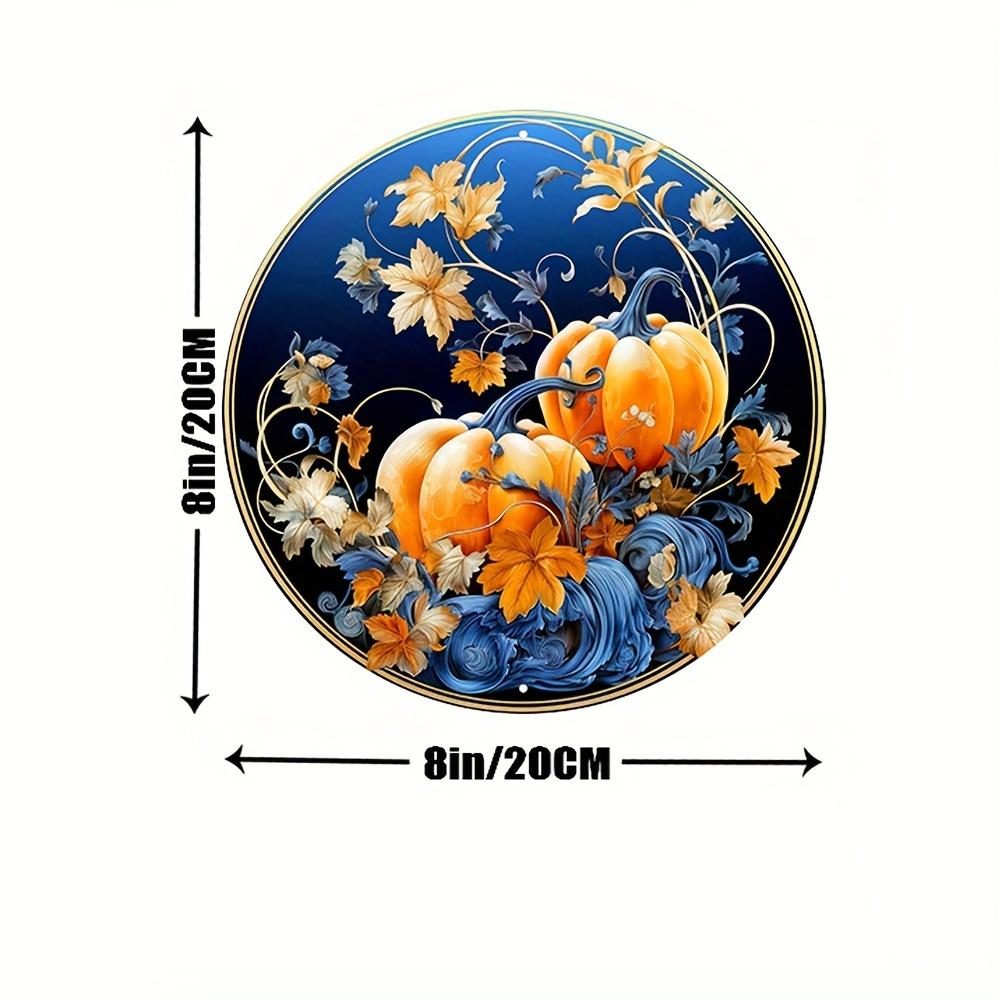 

1 шт. Металлическая круглая табличка «Осенняя тыква», Эффектный цветочный и тыквенный дизайн, Осенний праздничный подвесной декор для дома и сада