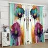 Set Of 2 Retro Colorful Floral Pattern Printed Curtains Window Decorations Home Room Made Polyester