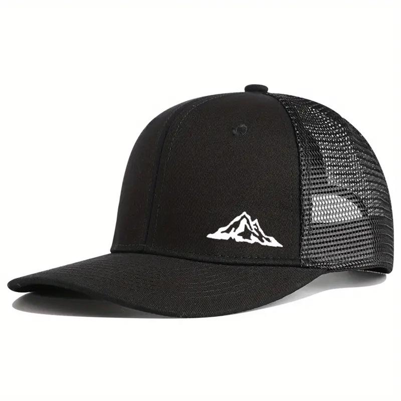 Casquette de camionneur créative avec vue sur la montagne: Casquette en Mesh Courbée à Séchage Rapide pour Homme