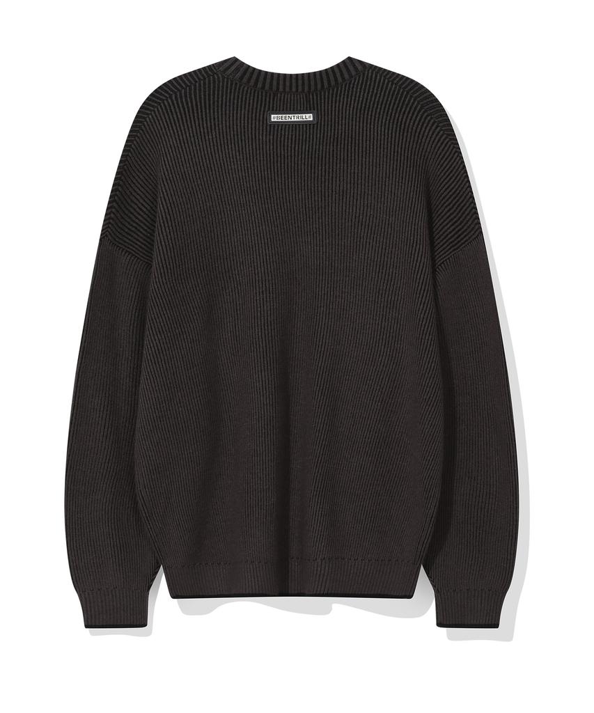 BEENTRILL Hashtag Basic Two-Tone Knit (Charcoal)
