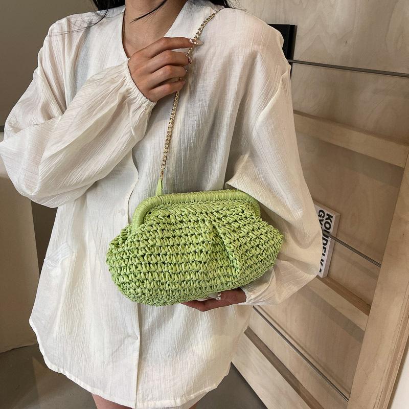 Summer New Straw Weaving Crossbody Bag Fashionable and Casual Shell Bag Women's Shoulder Bag