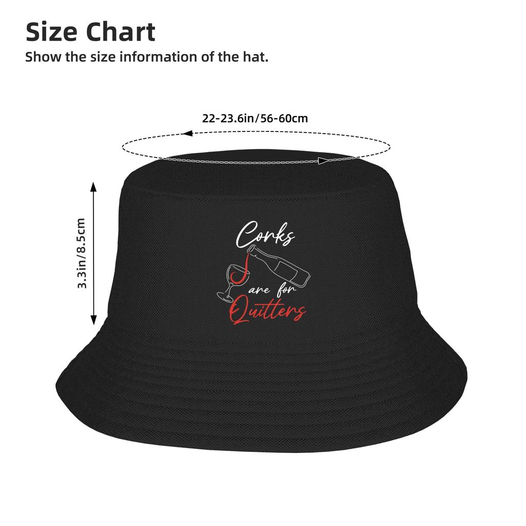 Corks Are For Quitters Wine Lovers Statement Bucket Hat For Couple Fisherman Hats Casual Vacation Caps Soft Fold Custom Sun Hats