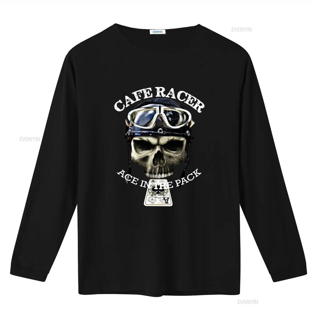 Cafe Racer Ace in de Pack Vintage Retro Biker Schedel T-shirt voor Mannen vintage Gewassen mode Veelzijdig homme Stijlvol Rekbaar