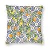 Sicilian Tiles Oranges Lemons Square Pillowcase Polyester Linen Velvet Creative Zip Decor Pillow Case Room Cushion 18"