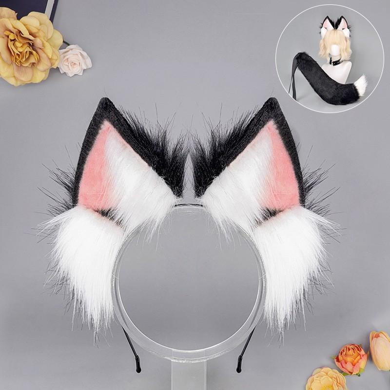 Furry Fox Ears Tail Set Cosplay Anime Convention Costume Accessory Plush Animal Ear Headband