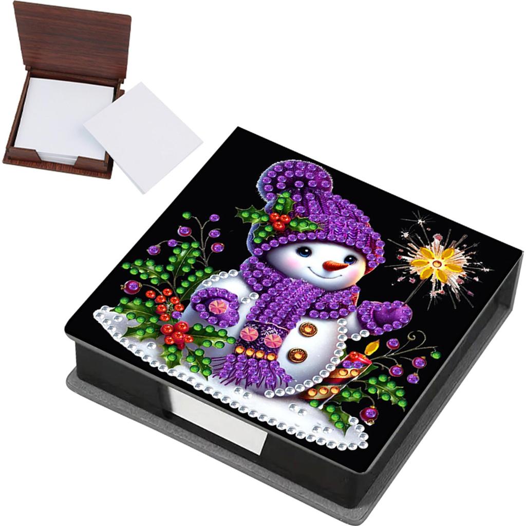 5D DIY PU Diamond Painting Notecard Box with 160 Sheets Paper Self Adhesive Crystal Note Box Mosaic Kit for Home Office