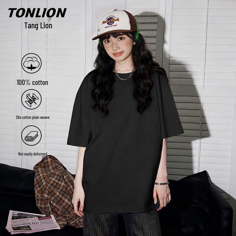TonLion Women s Pure Cotton Loose Round Neck Cartoon T-Shirt M