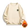 2024 Men's Heavyweight Cotton Round Neck Hoodie - Autumn/Winter Loose Fit with Plus Velvet Thickening, Trendy Style
