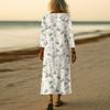 Dresses For Womens Vintage Print Tunic Waisted Midi Dress Summer Casual  3/4 Sleeve Dress