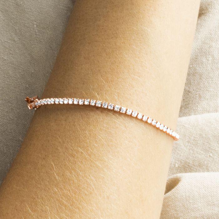 Bracelet - LUXENTER - Kayla - Finition or Rose 18 Carats - Zircone Cubique - Longueur 19 Cm