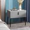 Fully Assembled Modern Italian-Style Leather Bedside Table with Storage