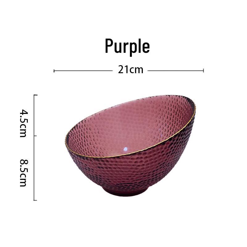 Light Luxury Gold Trim Glass Slanting Bowl Large