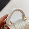 Woven Pattern Mini Handbag Women Solid Color Crossbody Bag Fashion Top Handle Square Purse