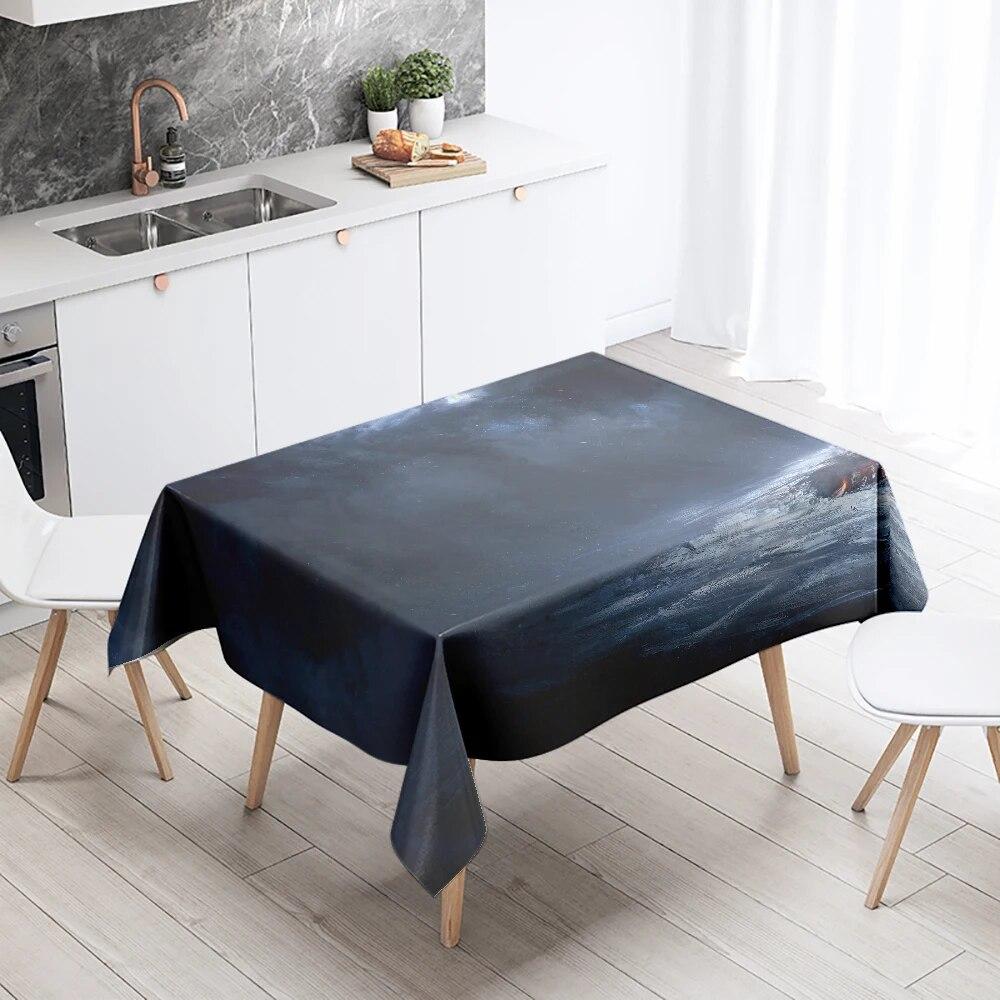 Starry Universe Tablecloth Camping Party  Anti-Stain Waterproof Rectangular Kitchen Dining Table Home Decor