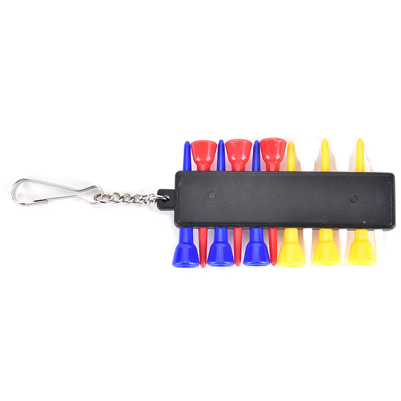1X Golf Tee Holder Carrier With 12 Plastic Tees W 3 Ball Markers W 1 Keychain