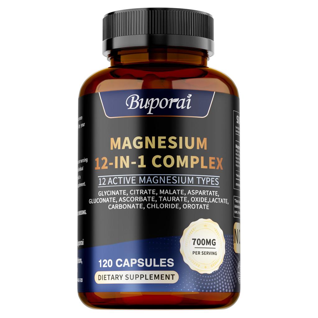 Complex Magnesium Capsules, 700mg Per Serving, a Blend of Various Magnesium Compounds, Adult Supplement, All-natural.