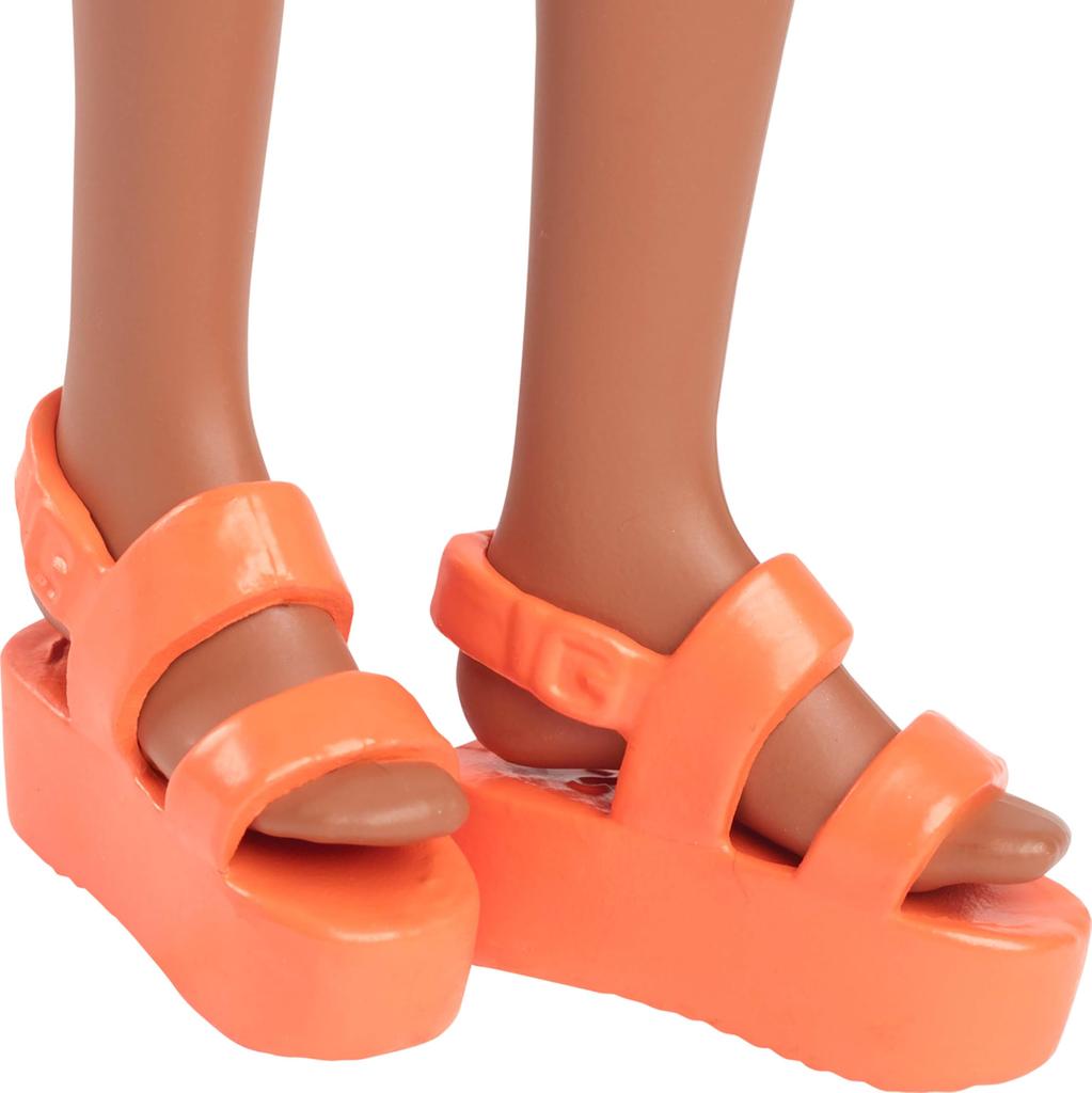 barbie Păpușă Fashionista Portocalie Carouri Floare Pretinde Vârste 3 și HYT91 Rochie, Casă de Păpuși, Joacă, Sus, Portocaliu,