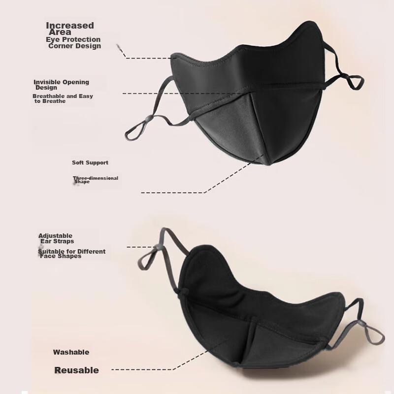 Winter Warm Face Mask for Outdoor Cycling, Fleece-Lined Thick Windproof Cotton Mask for Men And Women, Breathable with Eye Protection, Black