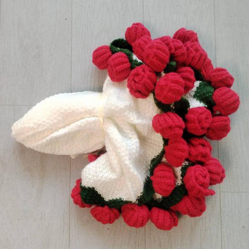Handgestricktes Rosenstrauß-Kuscheldecke für Mädchen, Freunde, frisch Verheiratete - Perfektes praktisches Weihnachtsgeschenk
