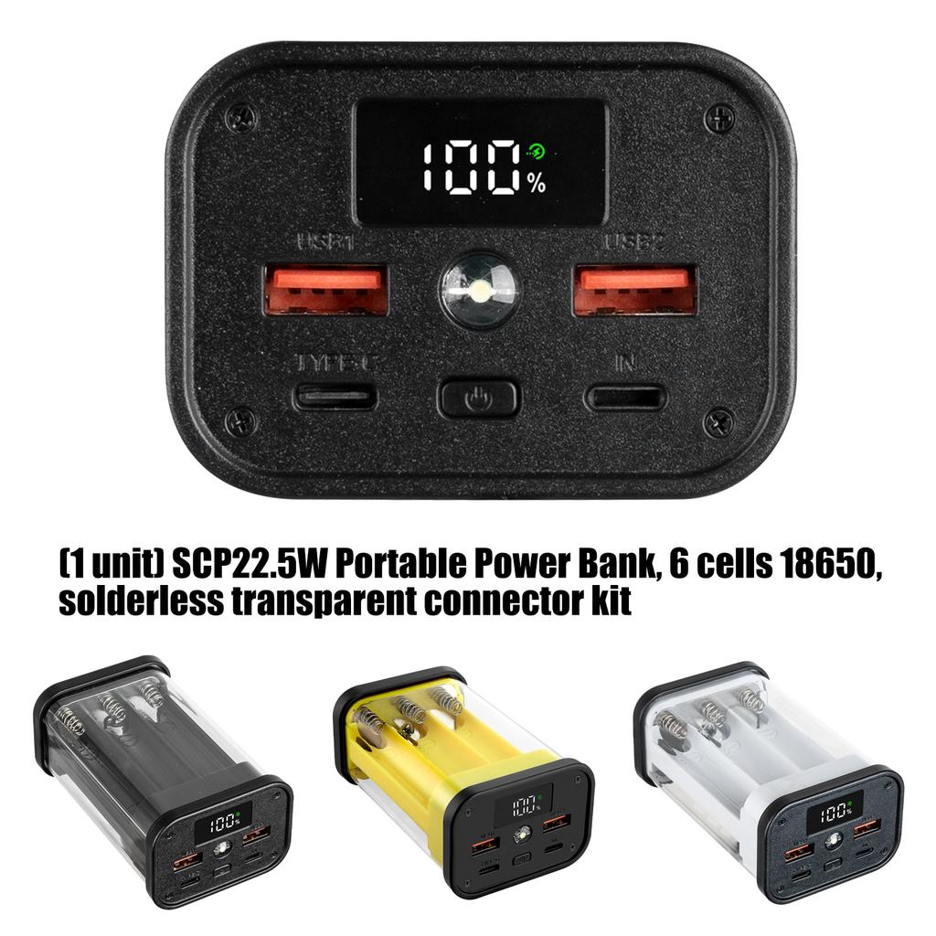 DIY Power Case For 6 Slot 18650 Batteries 22.5W Removable To Extend Battery Life Reducing Waste For Green Living