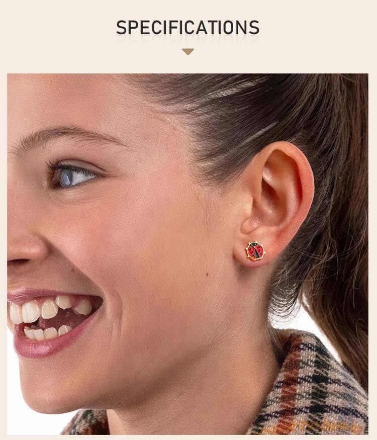 316L Edelstahl Rote Marienkäfer Schwarze Punkte Tier Ohrstecker Modeschmuck für Damen Mädchen