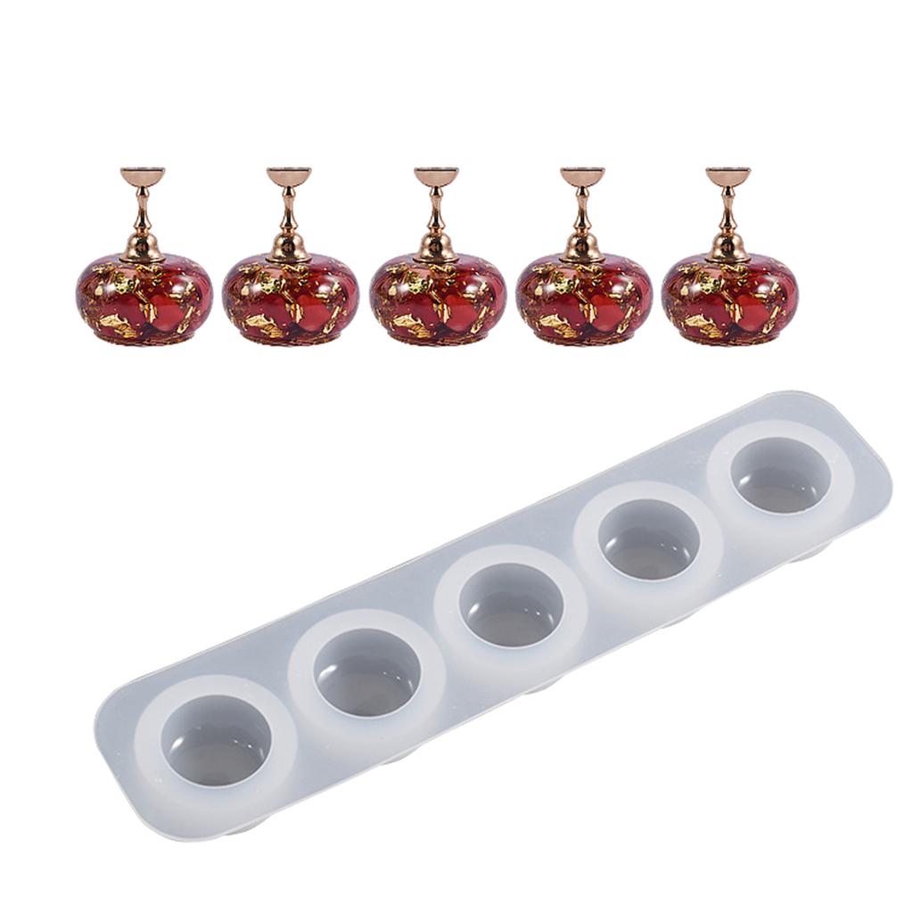 Nail Art Display Stand Silicone Mold Flower/Round/Jewel Shaped Epoxy Casting Mold for Diy Nail Tool Nail Practice Holder