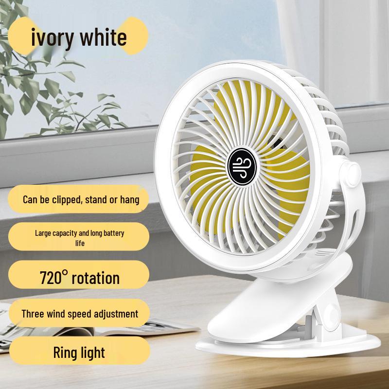 Multi-functional USB Clip Fan with Night Light - Quiet Desktop and Camping Use