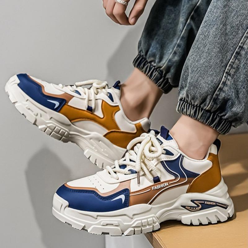 Men Thick Sole Non Slip Running Sneakers, Student Daily Athletic Sports Shoes