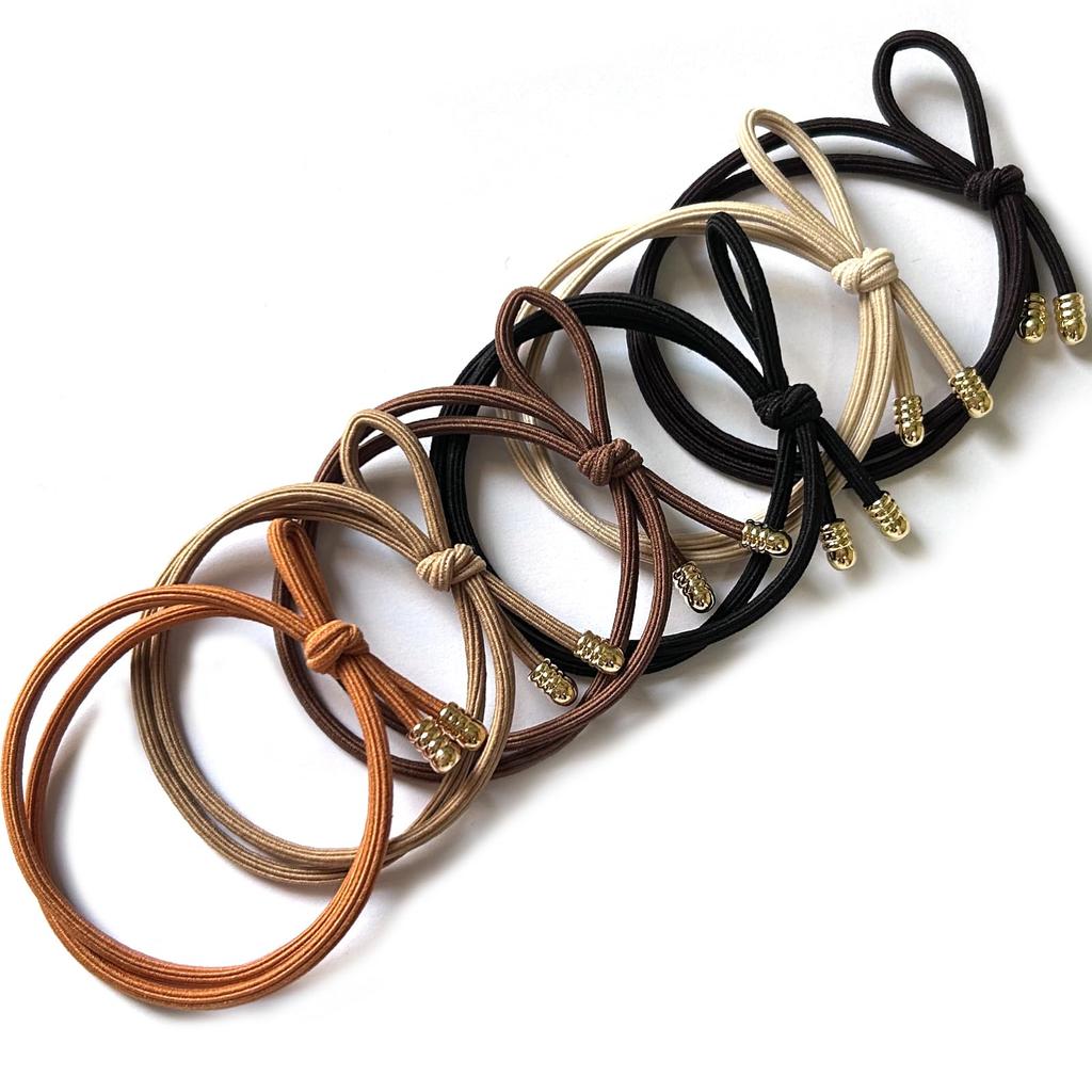 Natunofu Hair Stylish Hair Ties for Adults with Metal Hair Ties with Cute Korean Solid Elegant Set of 6 Buns Ties, Ribbons, Fittings, Non-Stain
