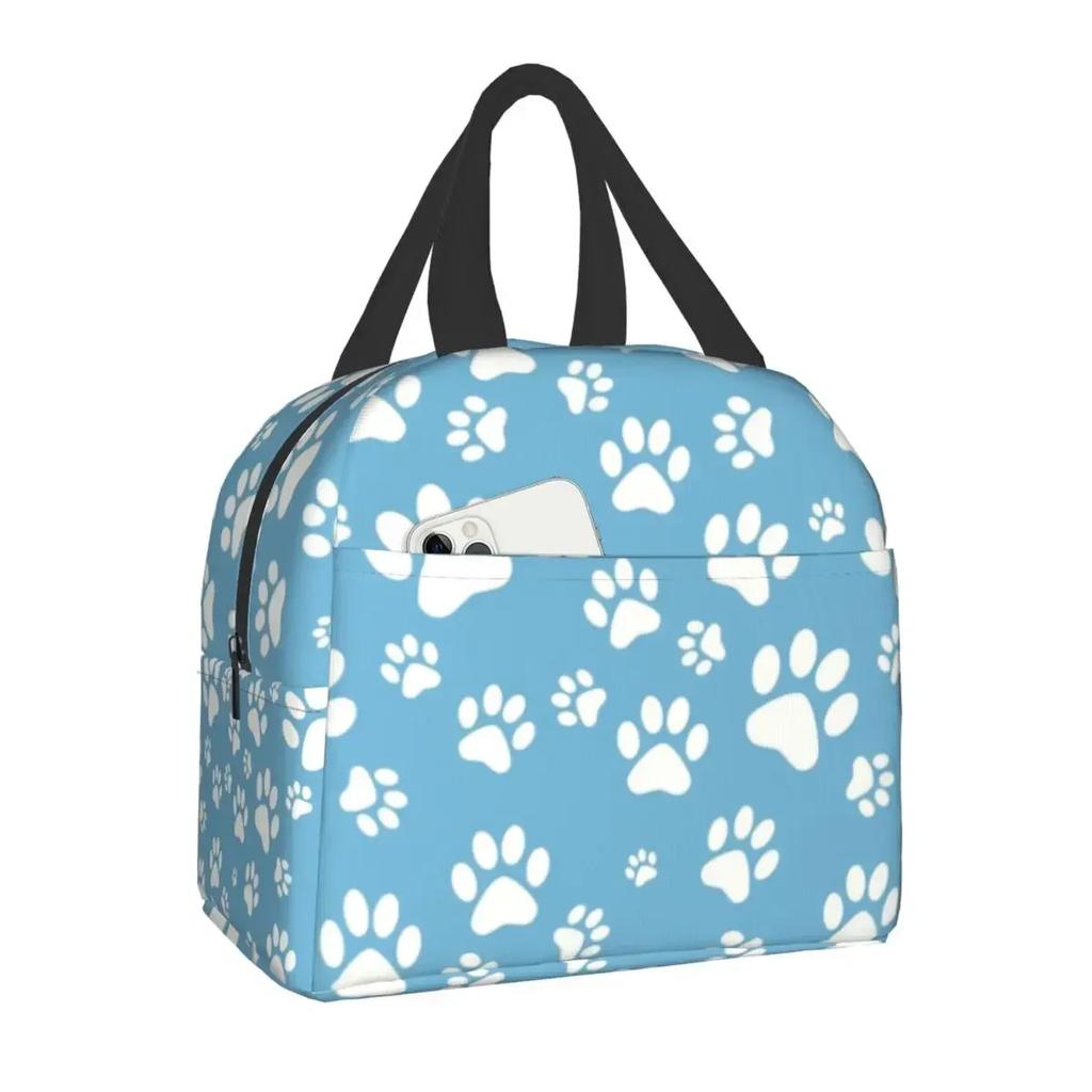 Pet Paw Pattern Animal Imprint Insulated Lunch Bag for School Office Dog Footprint Gift Picnic Thermal Cooler Lunch Box Women