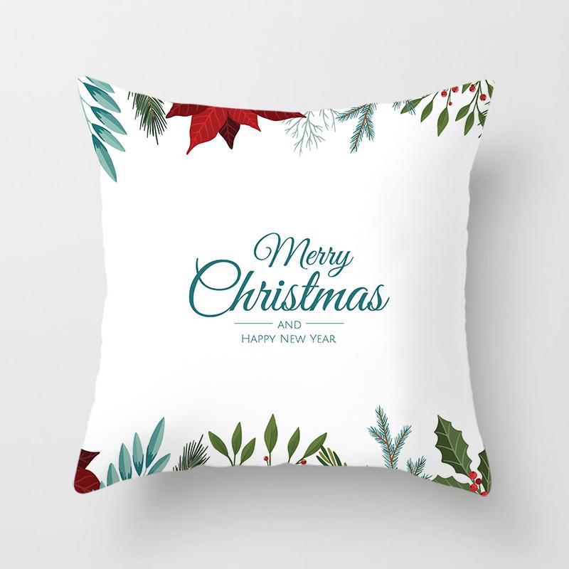 Merry Christmas Printed White Pillowcase  Style Cushion Cover Home Sofa Decoration